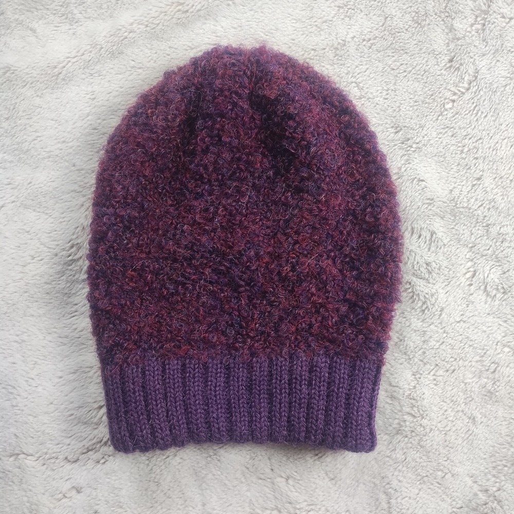 Tey-Art Alpaca Wool Blend Beanie Hat Purple Peruvian Handmade